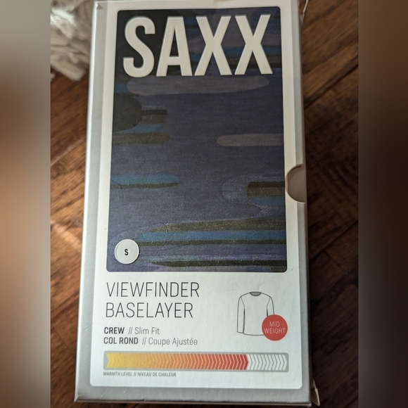 SAXX Blue Camo Crew-Neck Merino wool Baselayer Slim Fit Long Sleeve Top Size: S - Picture 3 of 15